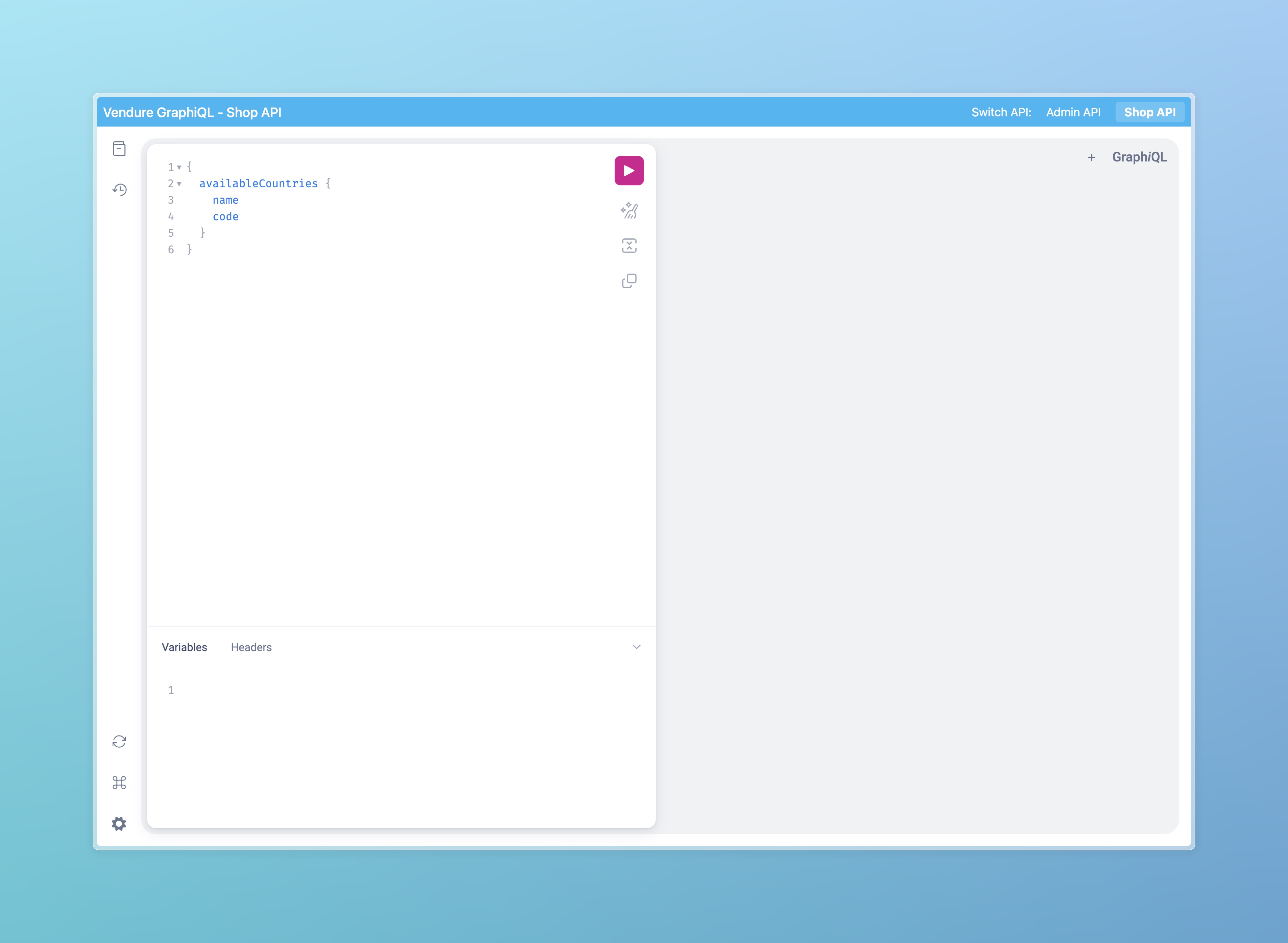 GraphiQL interface